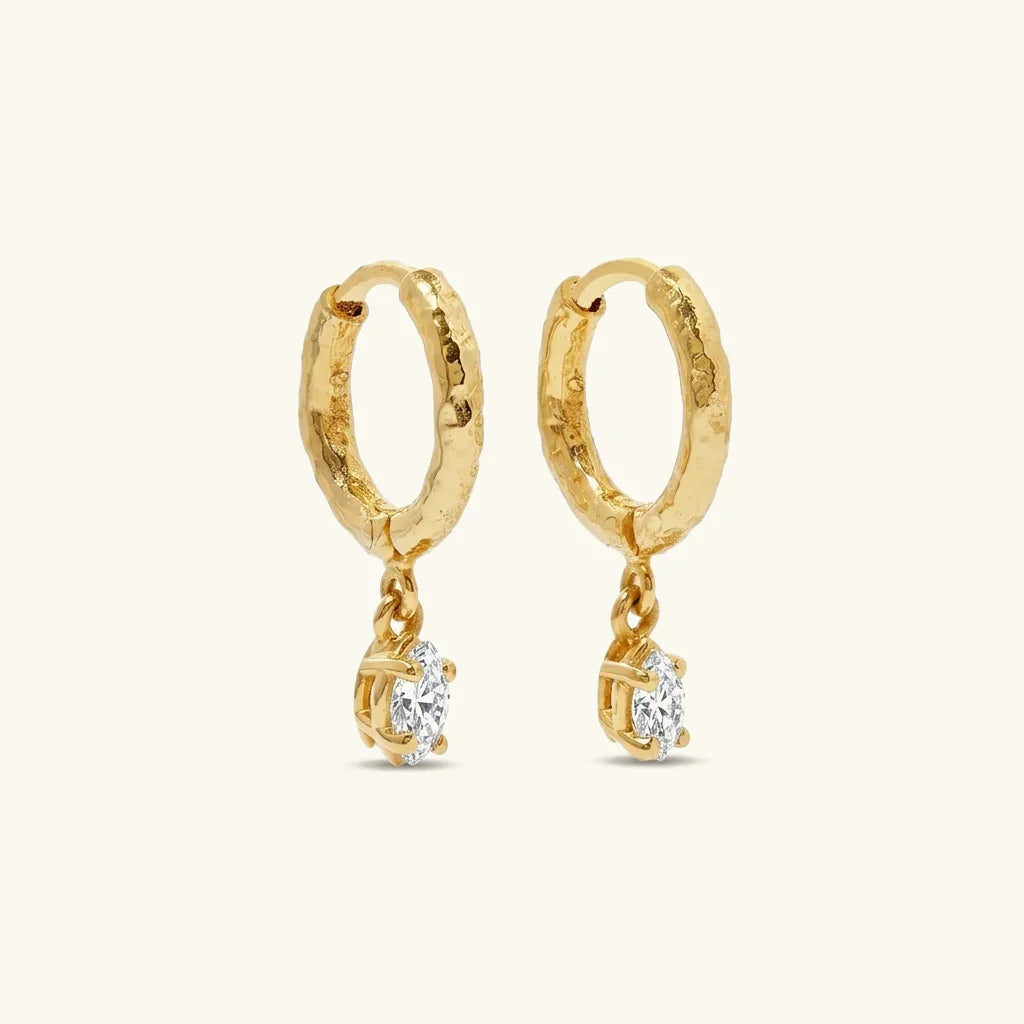 Mara Hammered Diamond Hoops
