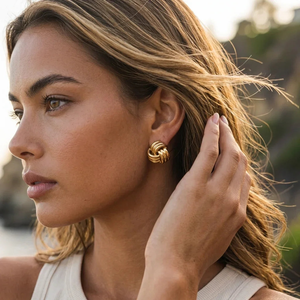Yolanda Chunky Gold Knot Earrings