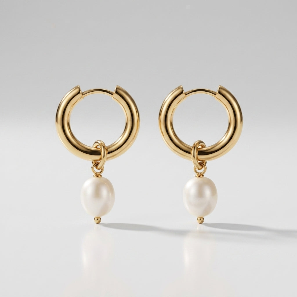Della Pearl Drop Hoops