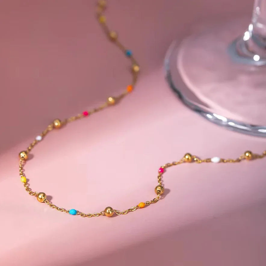 Almira Gold Chain Bead Necklace