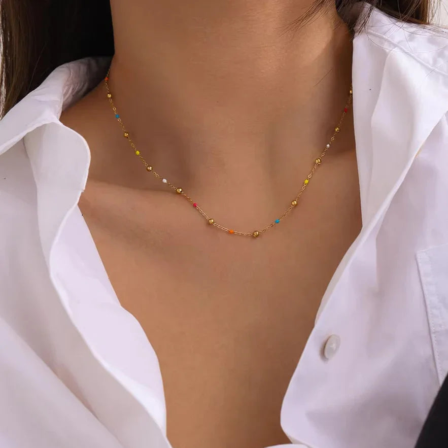Almira Gold Chain Bead Necklace