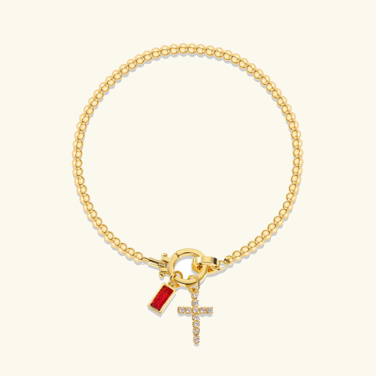Rosabel Birthstone Cross Bracelet