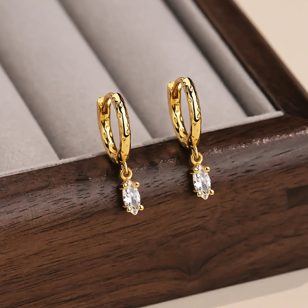 Mara Hammered Diamond Hoops