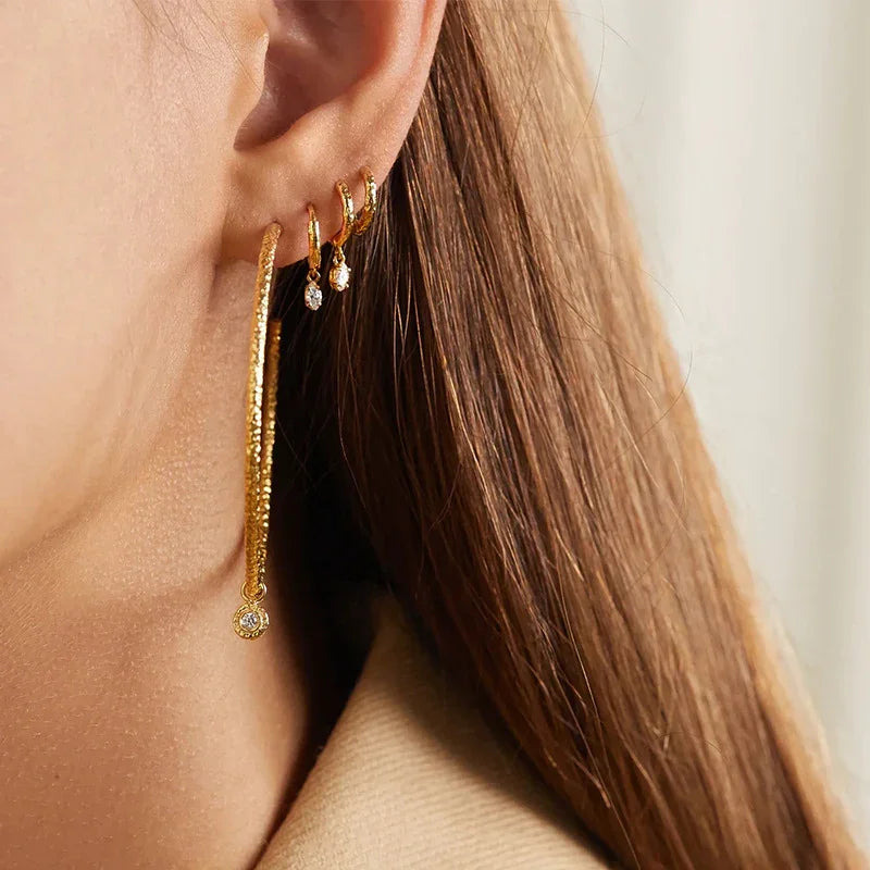 Mara Hammered Diamond Hoops