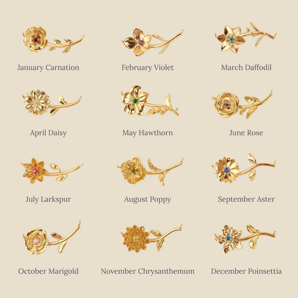 Delilah Birth Flower Necklace