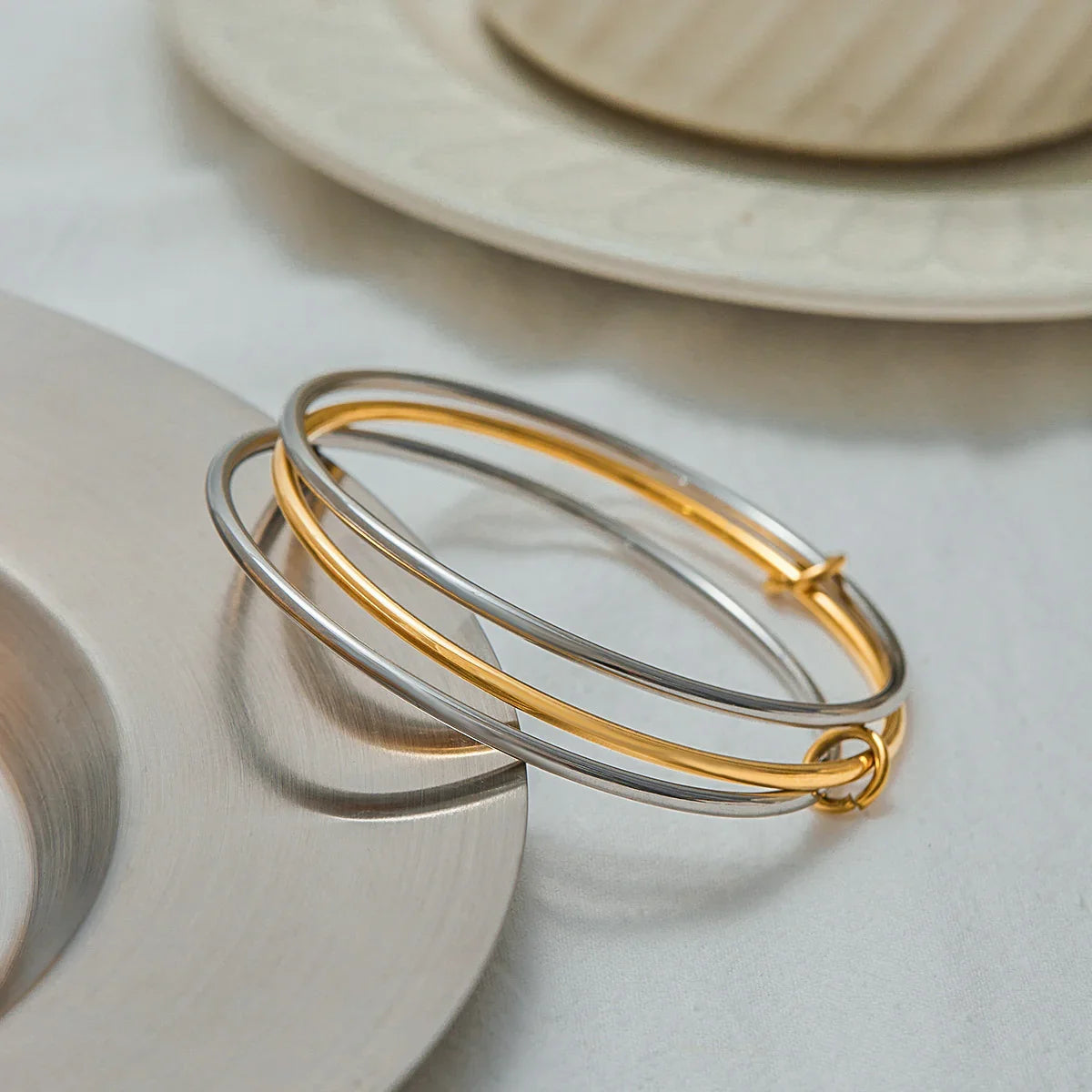 Nicolette Two Tone Stacked Bracelet