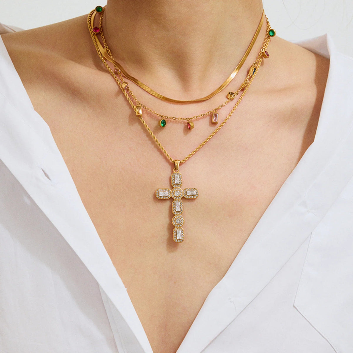Adaline Diamond Cross Necklace