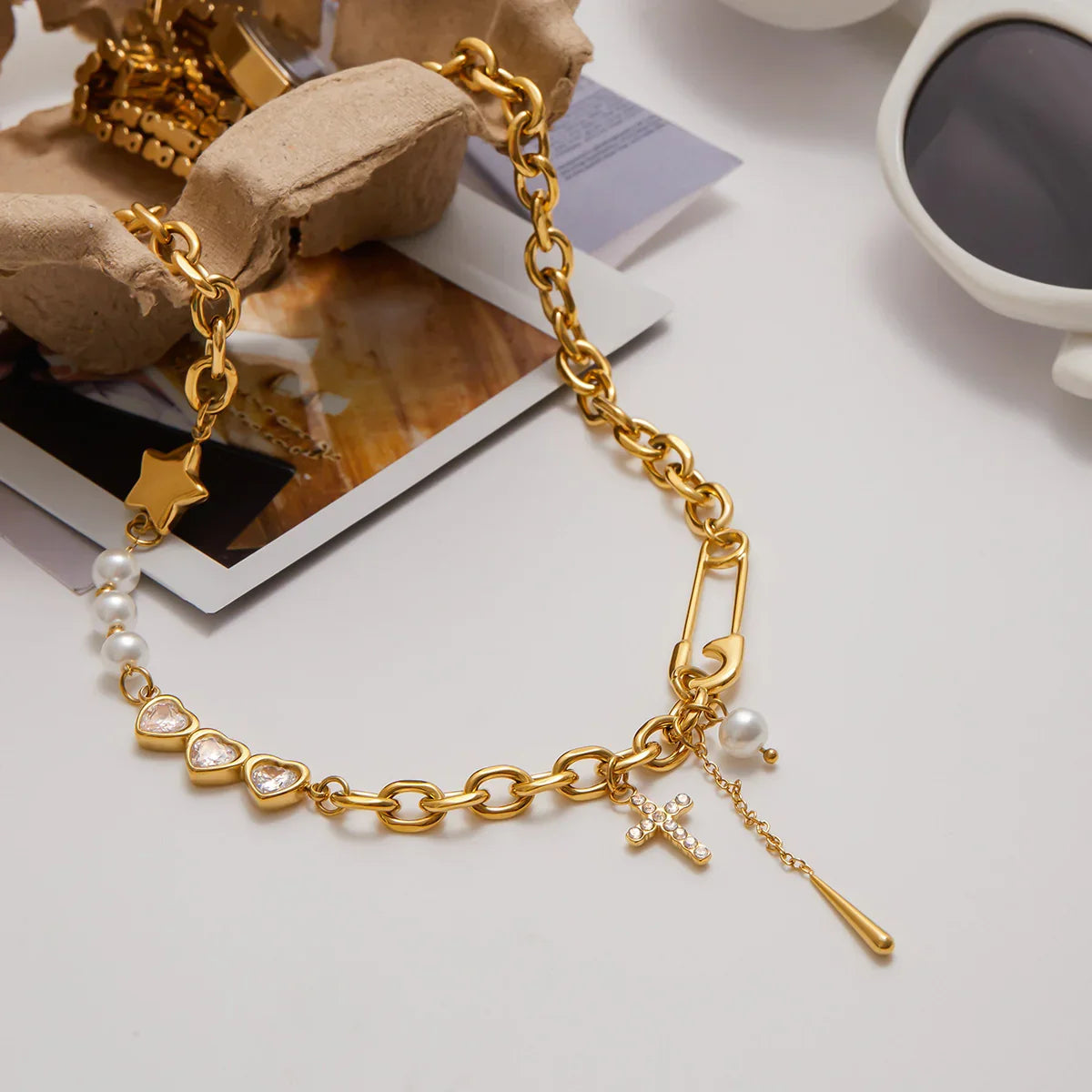 Ysabel Diamond Pearl Necklace