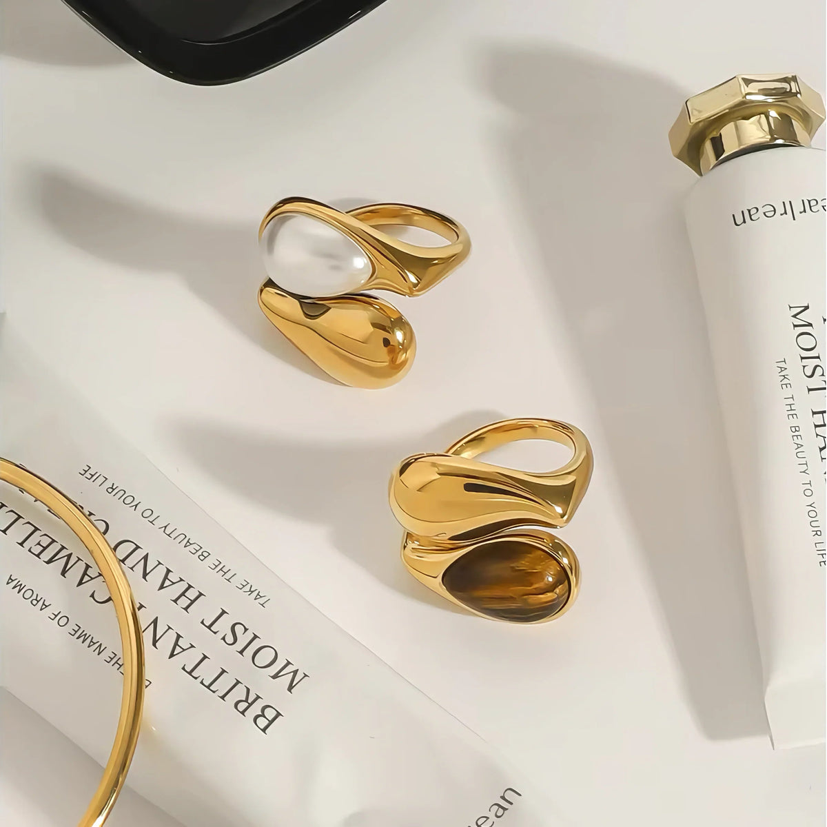 Pernille Amber Pearl Ring