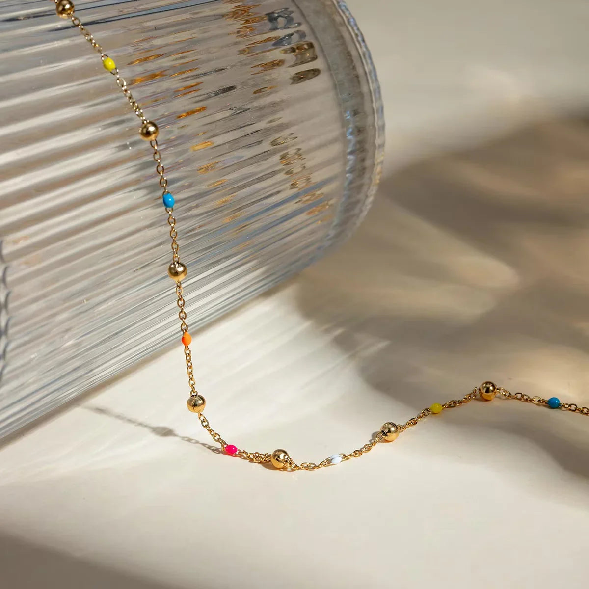 Almira Gold Chain Bead Necklace