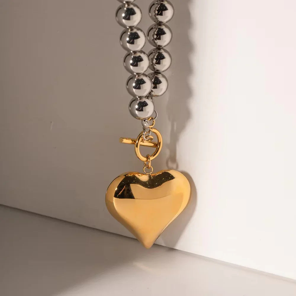 Simone Chunky Bead Heart Pendant