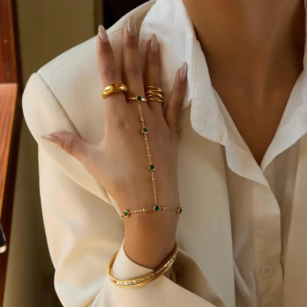 Ondine Emerald Heart Hand Chain