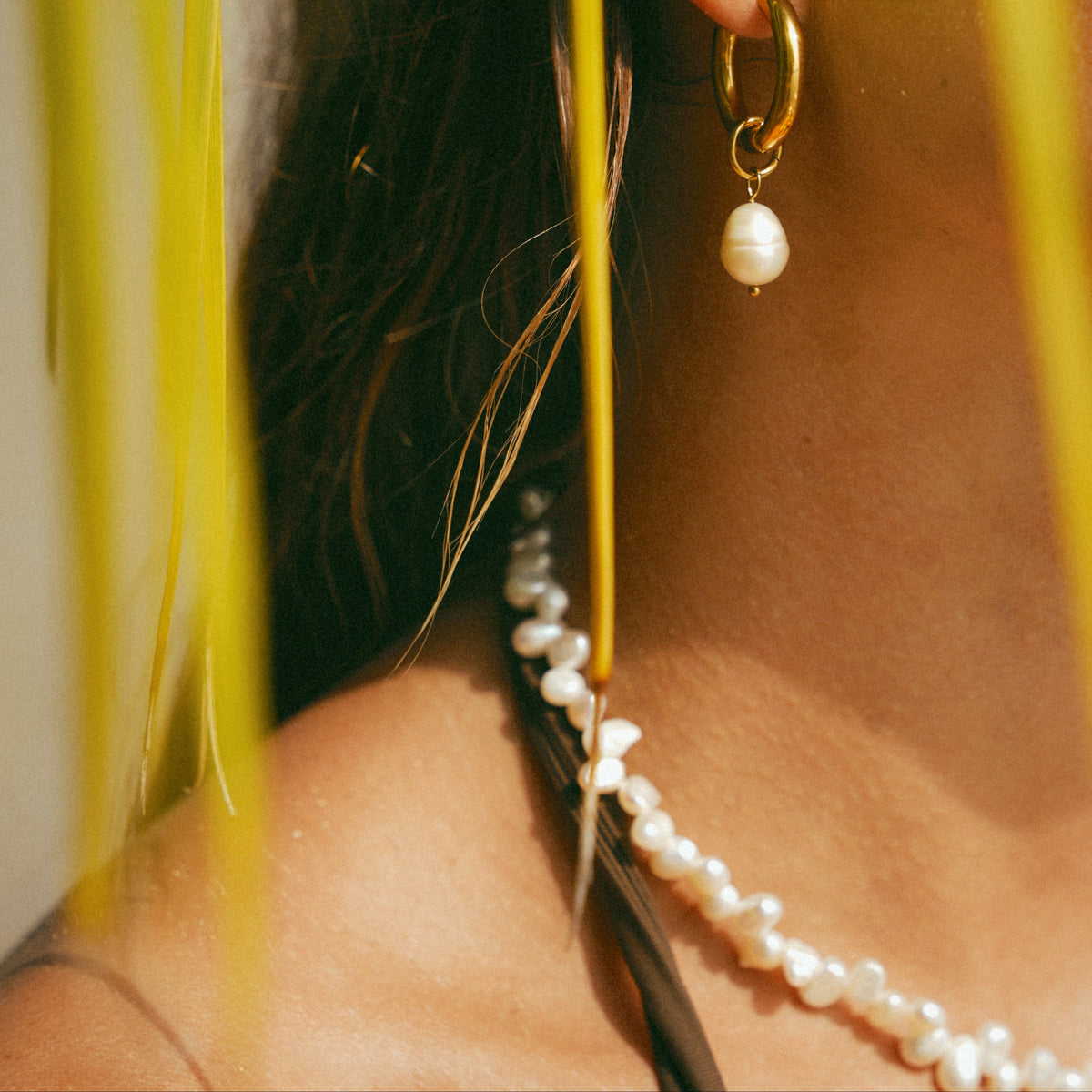 Della Pearl Drop Hoops