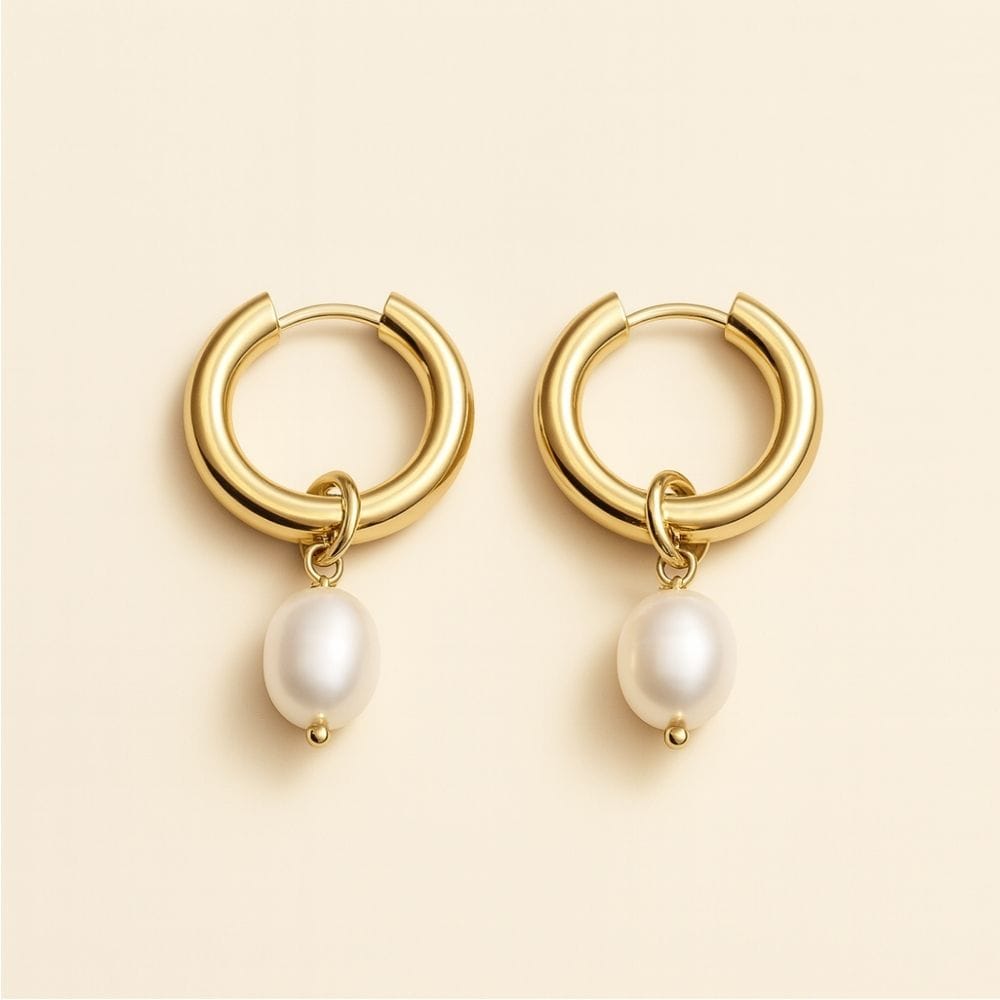 Della Pearl Drop Hoops