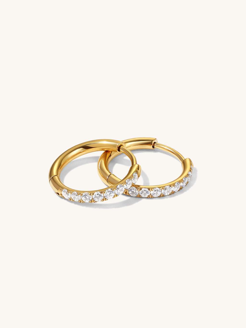 Glamour Kreolen mit Zirkonia Large 12mm Gold & Silber