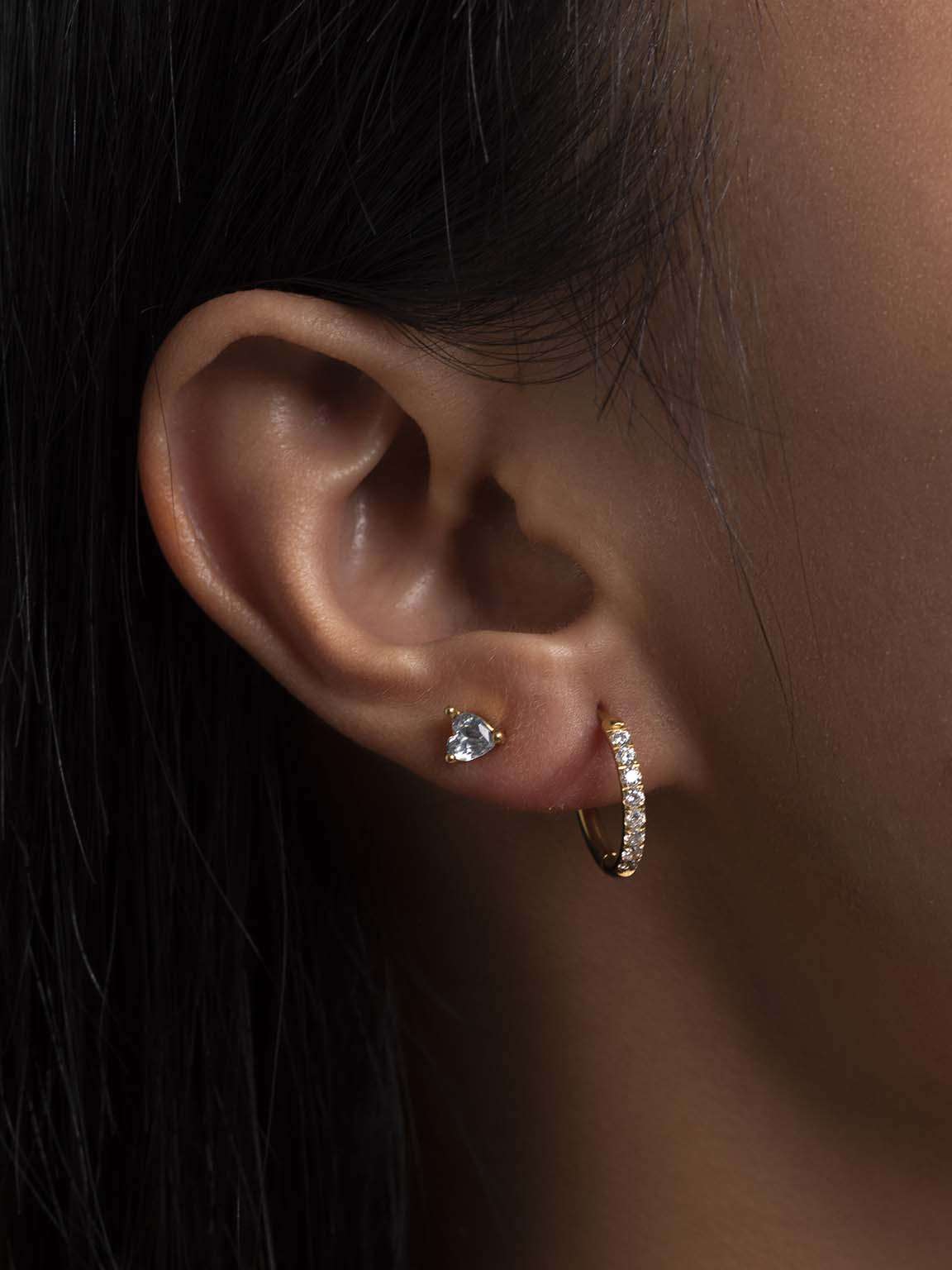Glamour Kreolen mit Zirkonia Large 12mm Gold & Silber
