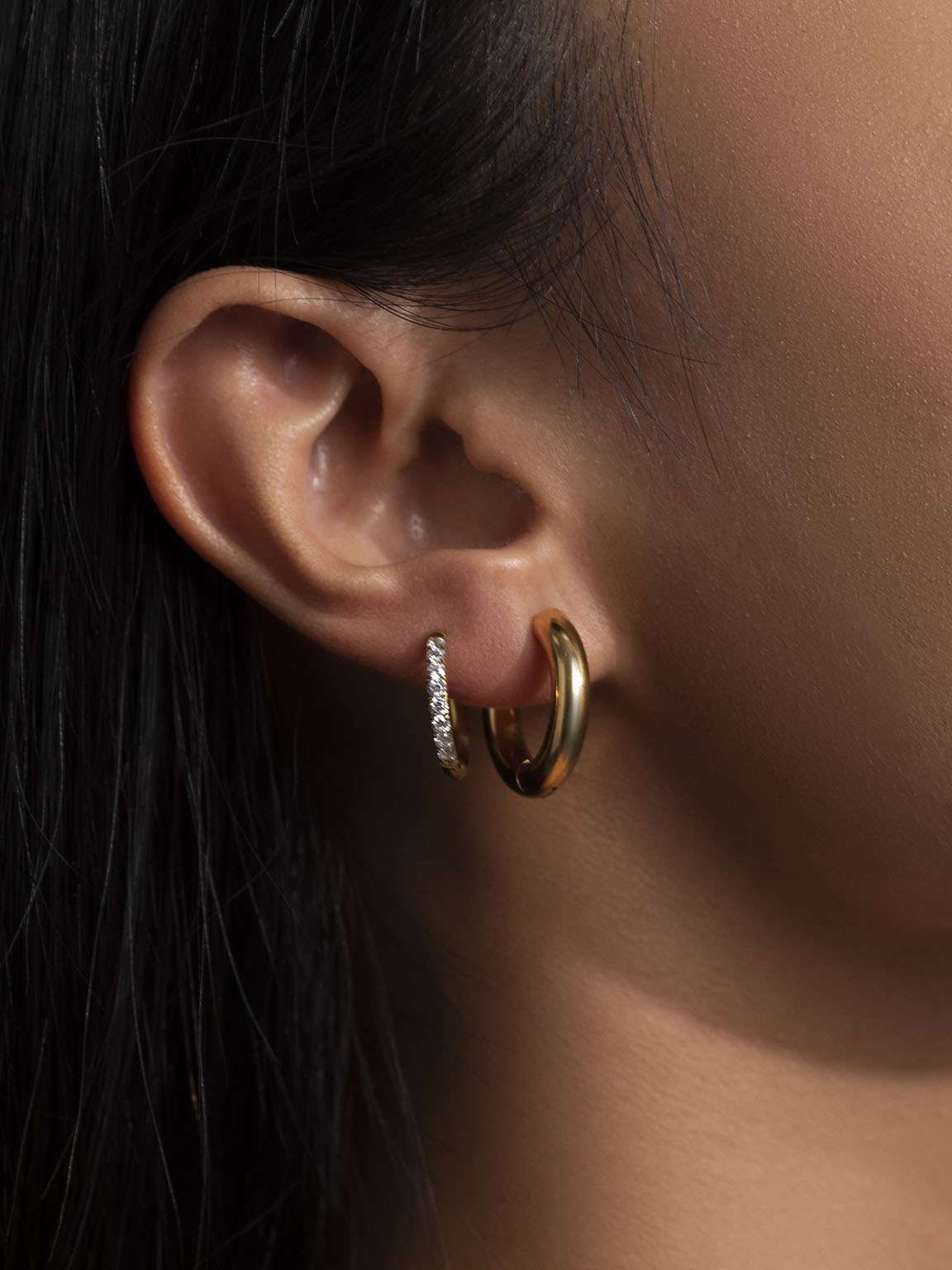 Glamour Kreolen mit Zirkonia Large 12mm Gold & Silber