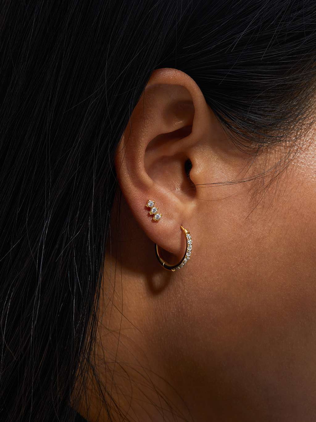 Glamour Kreolen mit Zirkonia Large 12mm Gold & Silber