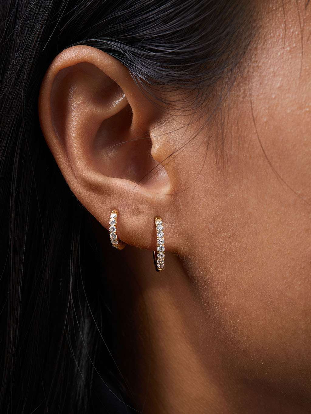 Glamour Kreolen mit Zirkonia Large 12mm Gold & Silber