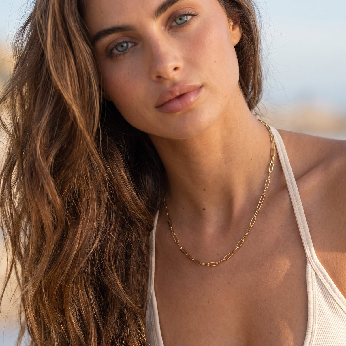 Ximena Gold Paperclip Chain Necklace