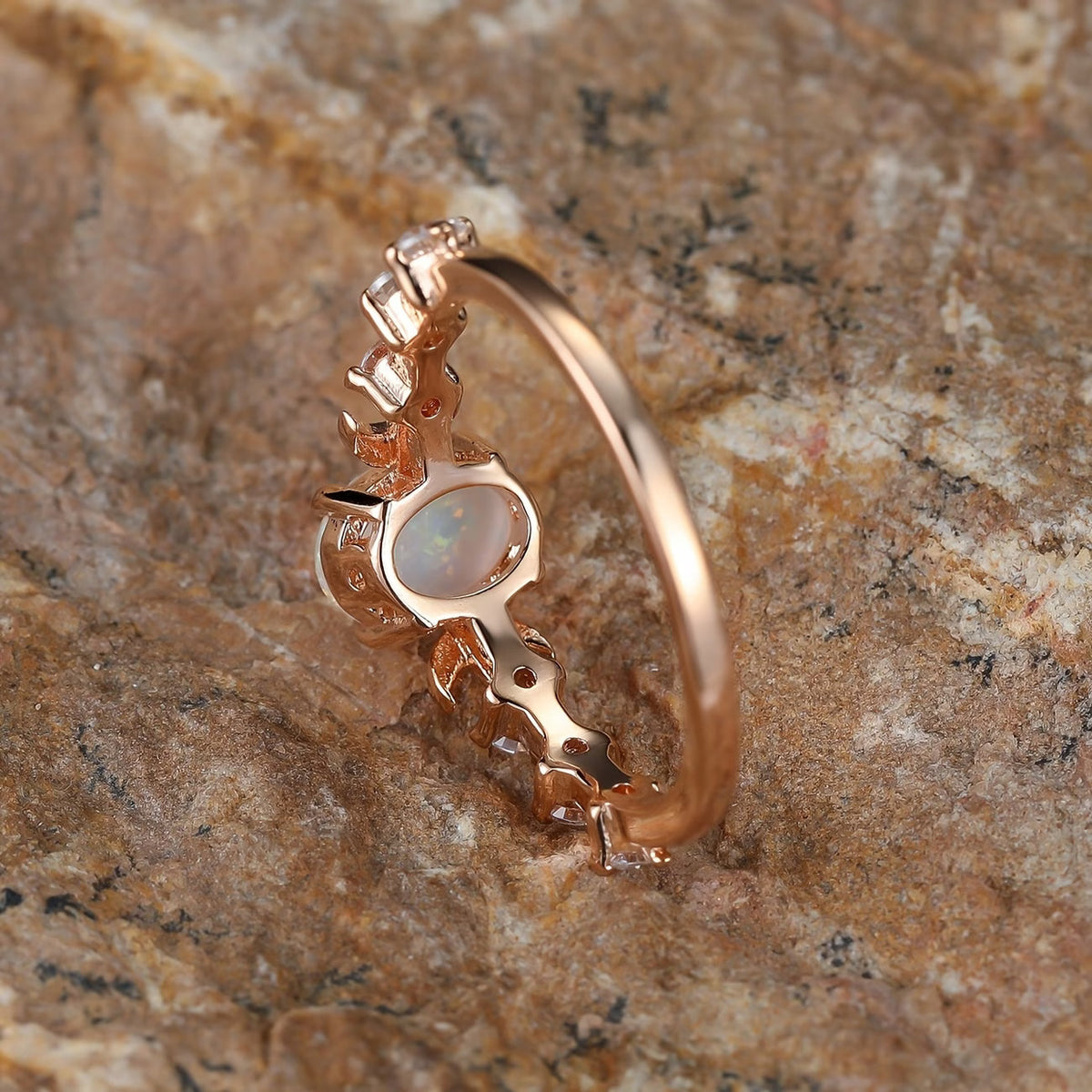 Celeste Opal Moon Ring