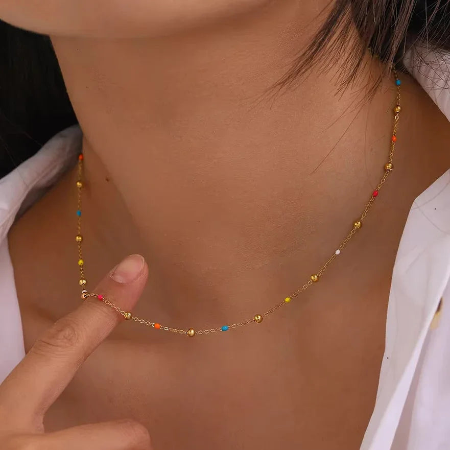 Almira Gold Chain Bead Necklace