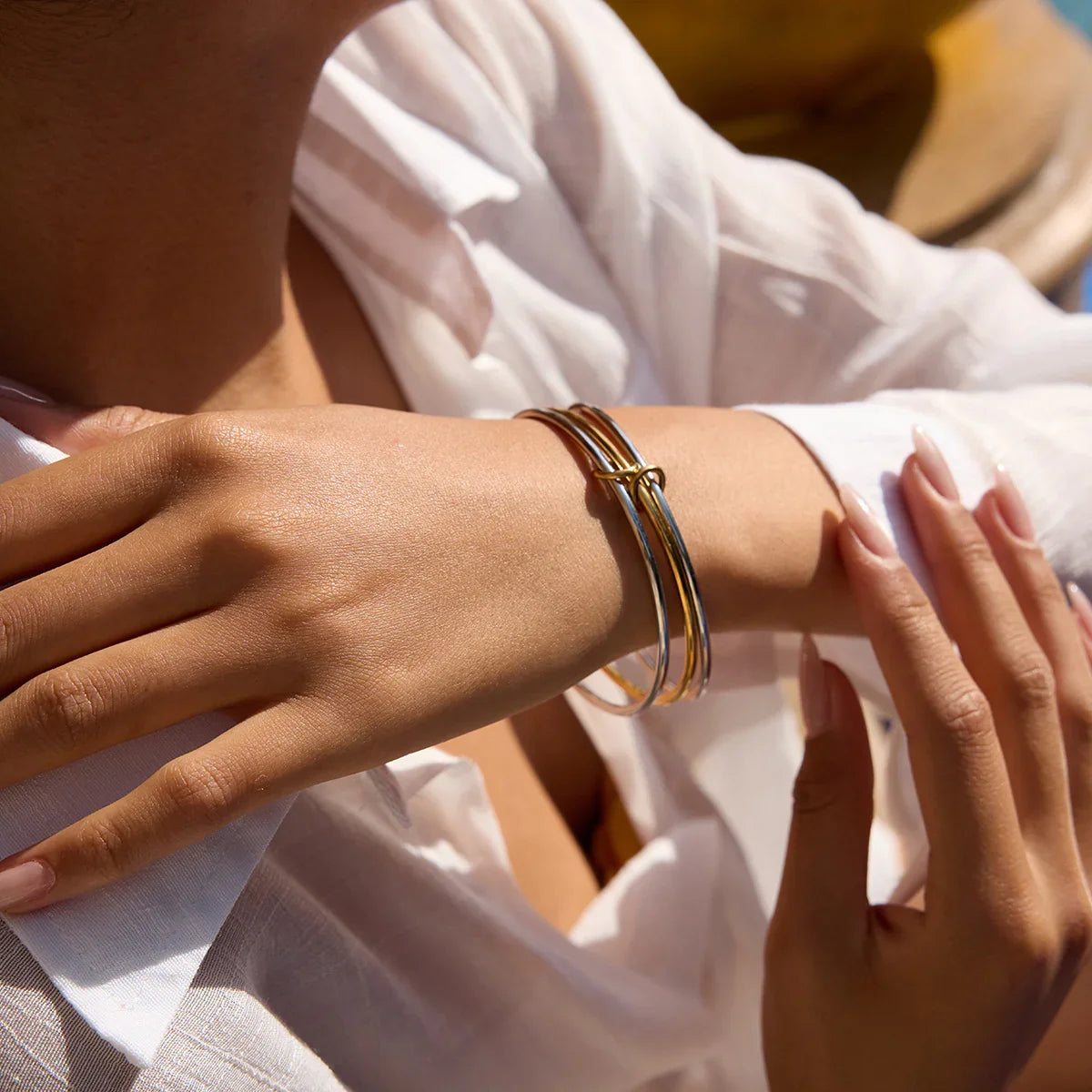 Nicolette Two Tone Stacked Bracelet