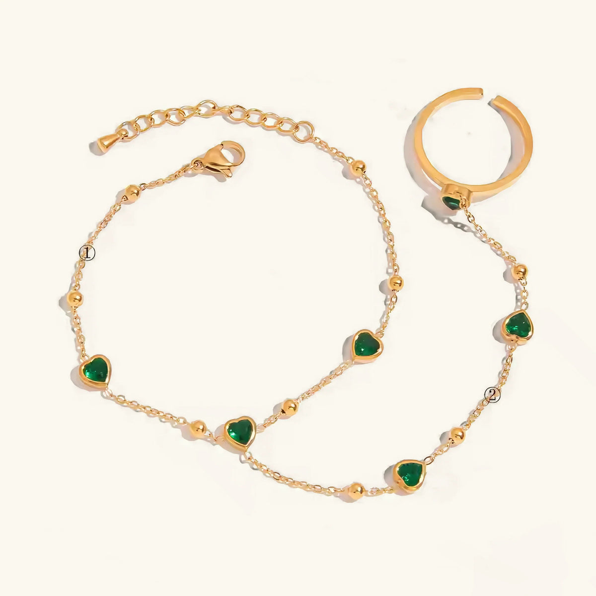 Ondine Emerald Heart Hand Chain