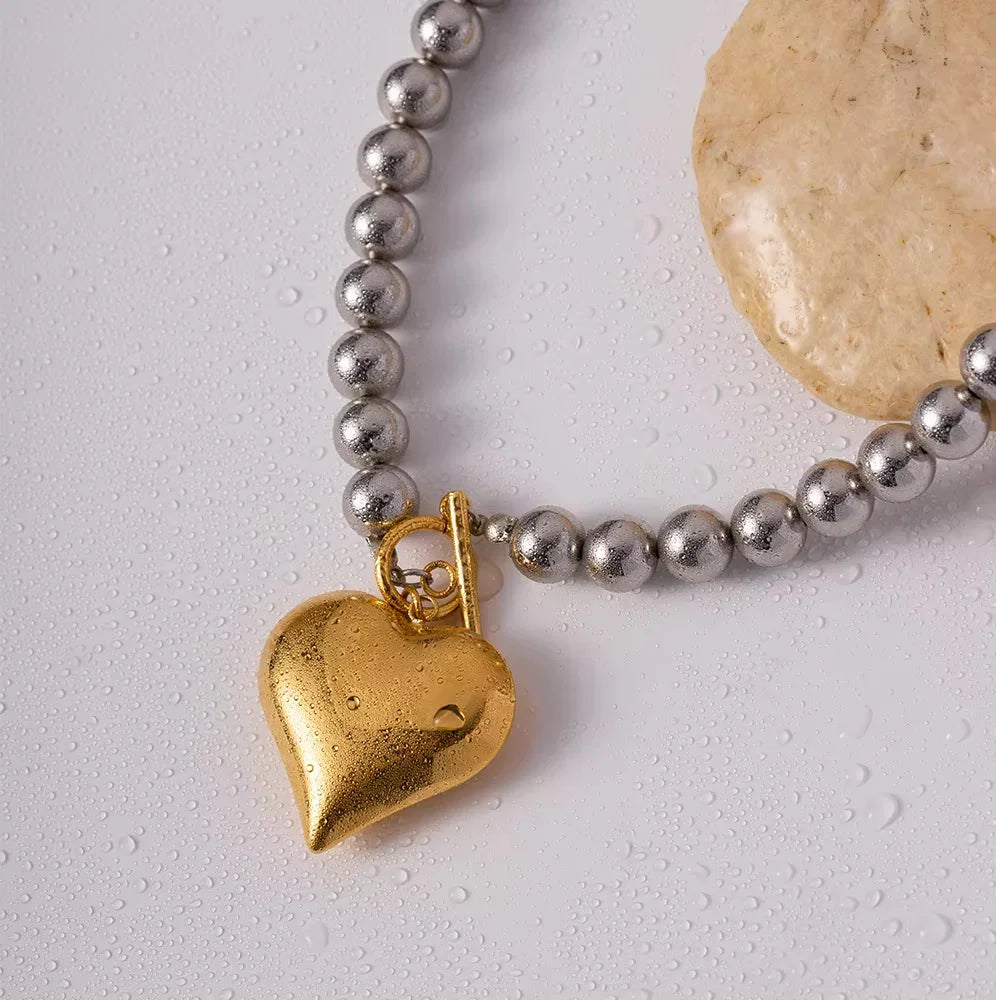 Simone Chunky Bead Heart Pendant