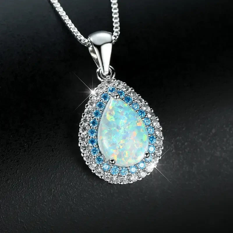 Azure Opal Drop Necklace